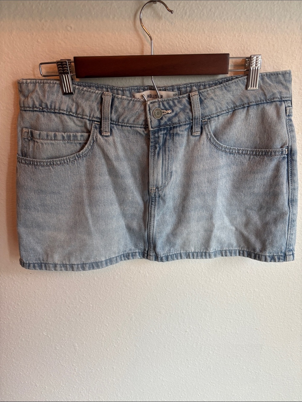 HOLLiSTER Micro Mini Low Rise Jean Skirt 9